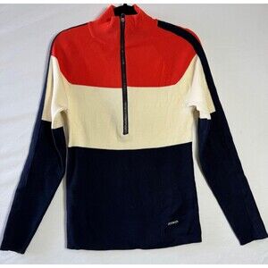 Ralph Lauren L-RL Women’s XS Colorblock Half Zip Knit Sweater Cotton.